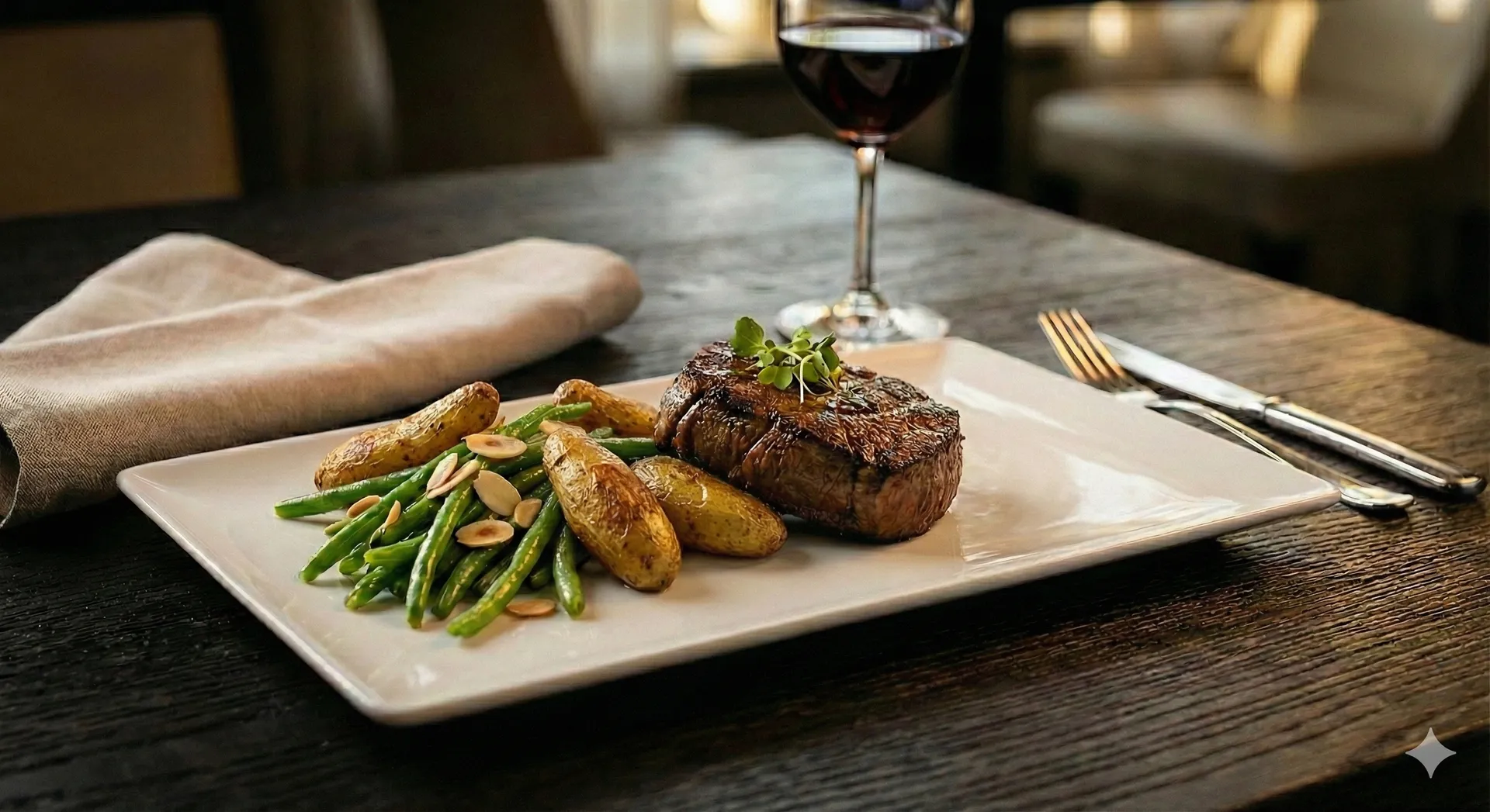 Hand-cut striploin steak grilled to perfection